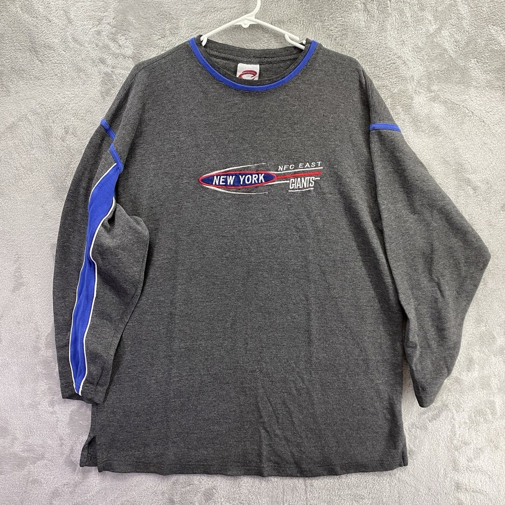 New York Giants Mens Long Sleeve Embroidered T-Shirt Heather Gray NFL Size XL